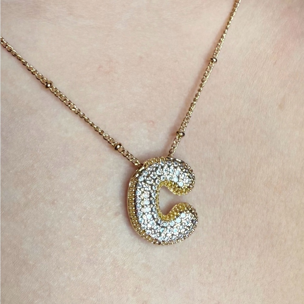 Gold and Silver Initial C Pendant Necklace